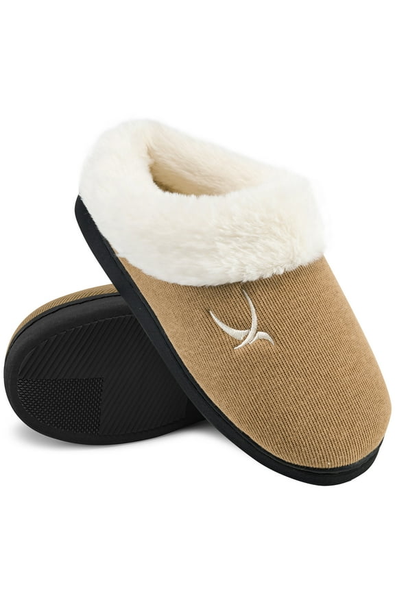 Womens Slipper With Memory Foam Fluffy Soft Warm Slip On House Shoes