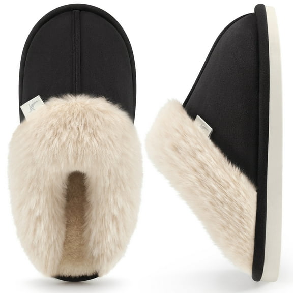 Ecetana Womens Slipper with Memory Foam Fluffy Soft Warm Slip On House Shoes