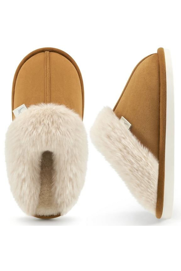Womens Slipper with Memory Foam Fluffy Soft Warm Slip On House Shoes