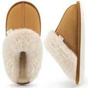 Ecetana Womens Slipper with Memory Foam Fluffy Soft Warm Slip On House Shoes