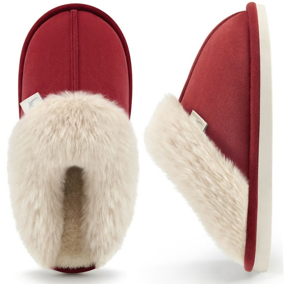 Ecetana Womens Slipper with Memory Foam Fluffy Soft Warm Slip On House Shoes