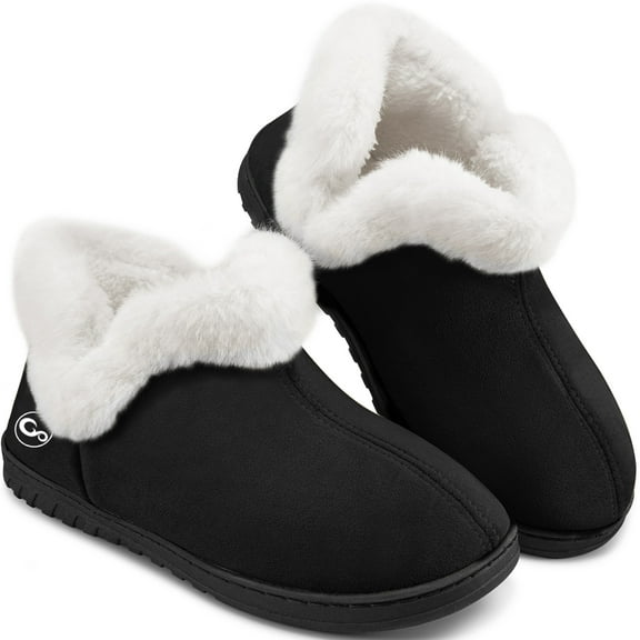 Ecetana Womens Slippers Faux Fur Warm House Shoes Fuzzy Memory Foam Closed Back Slippers