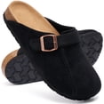 thumbnail image 1 of Ecetana Womens Suede Clogs Comfort Slip-On Mules with Adjustable Buckle Strap Indoor Outdoor Sandals, 1 of 7