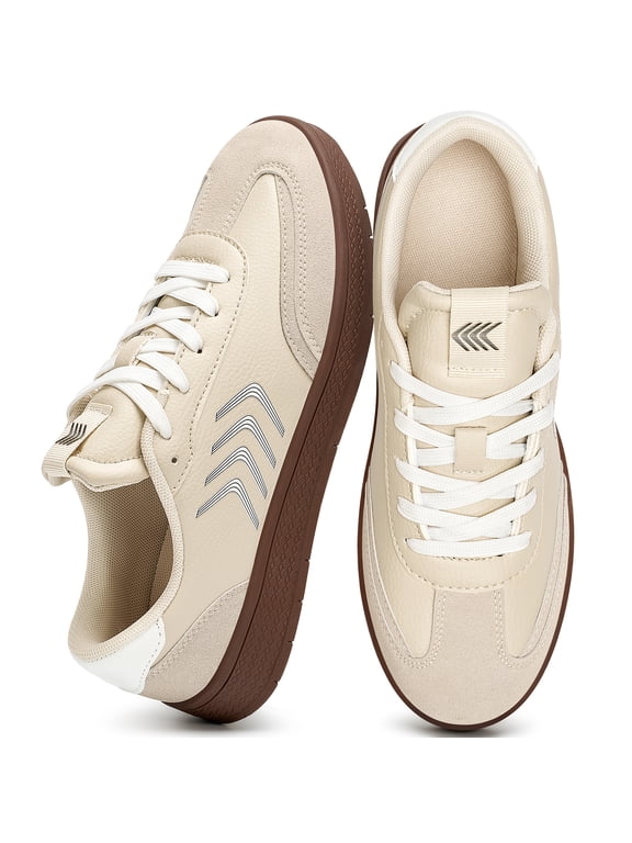 Womens Walking Shoes PU Leather Low Top Tennis Shoes Non-Slip Casual Sneakers for Women