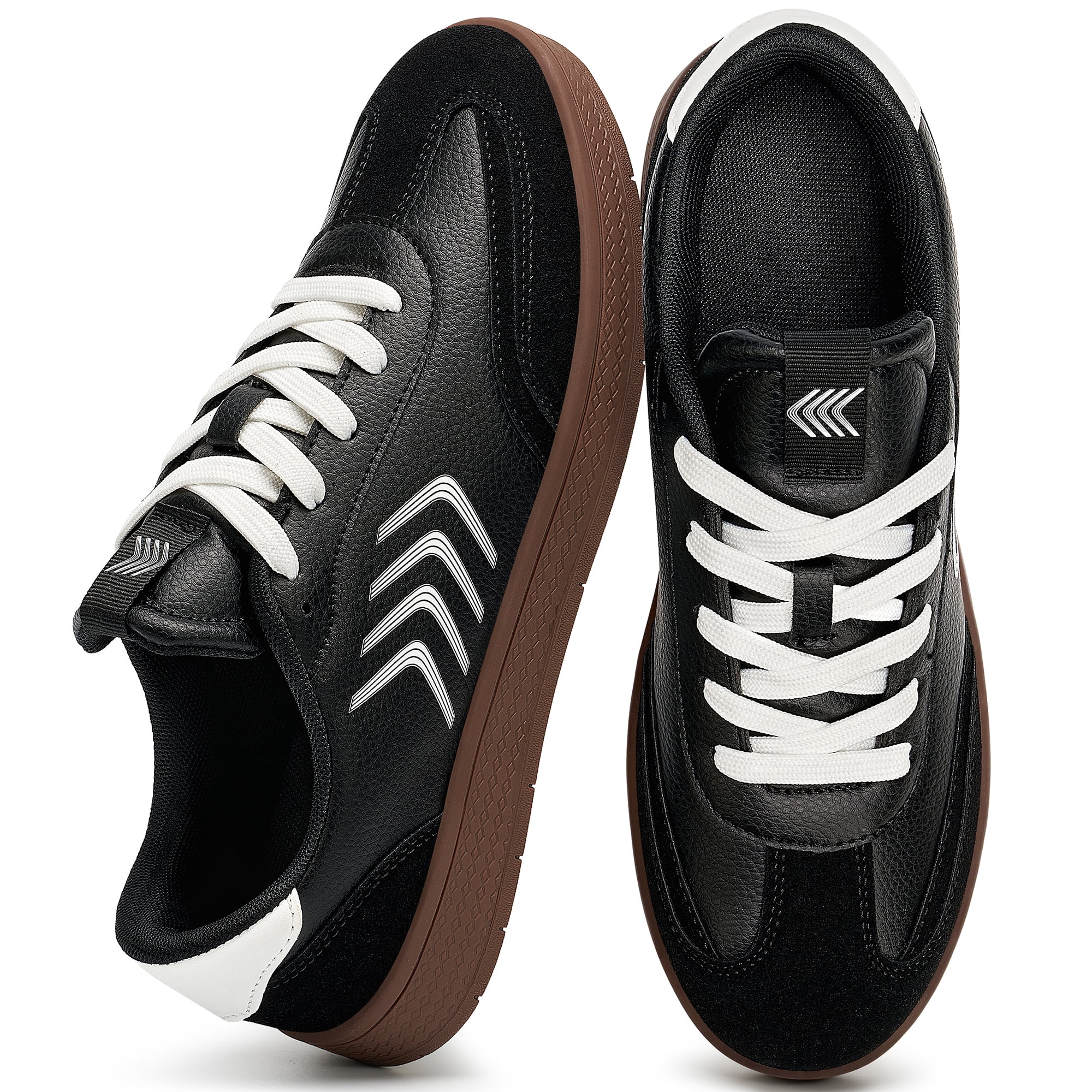 Ecetana Womens Walking Shoes PU Leather Low Top Tennis Shoes Non-Slip Casual Sneakers for Women