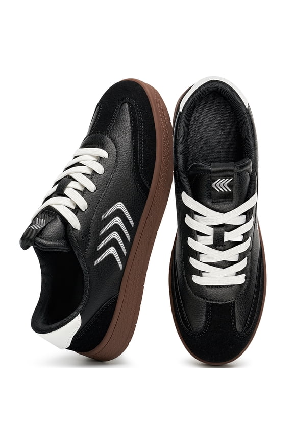 Womens Walking Shoes PU Leather Low Top Tennis Shoes Non-Slip Casual Sneakers for Women