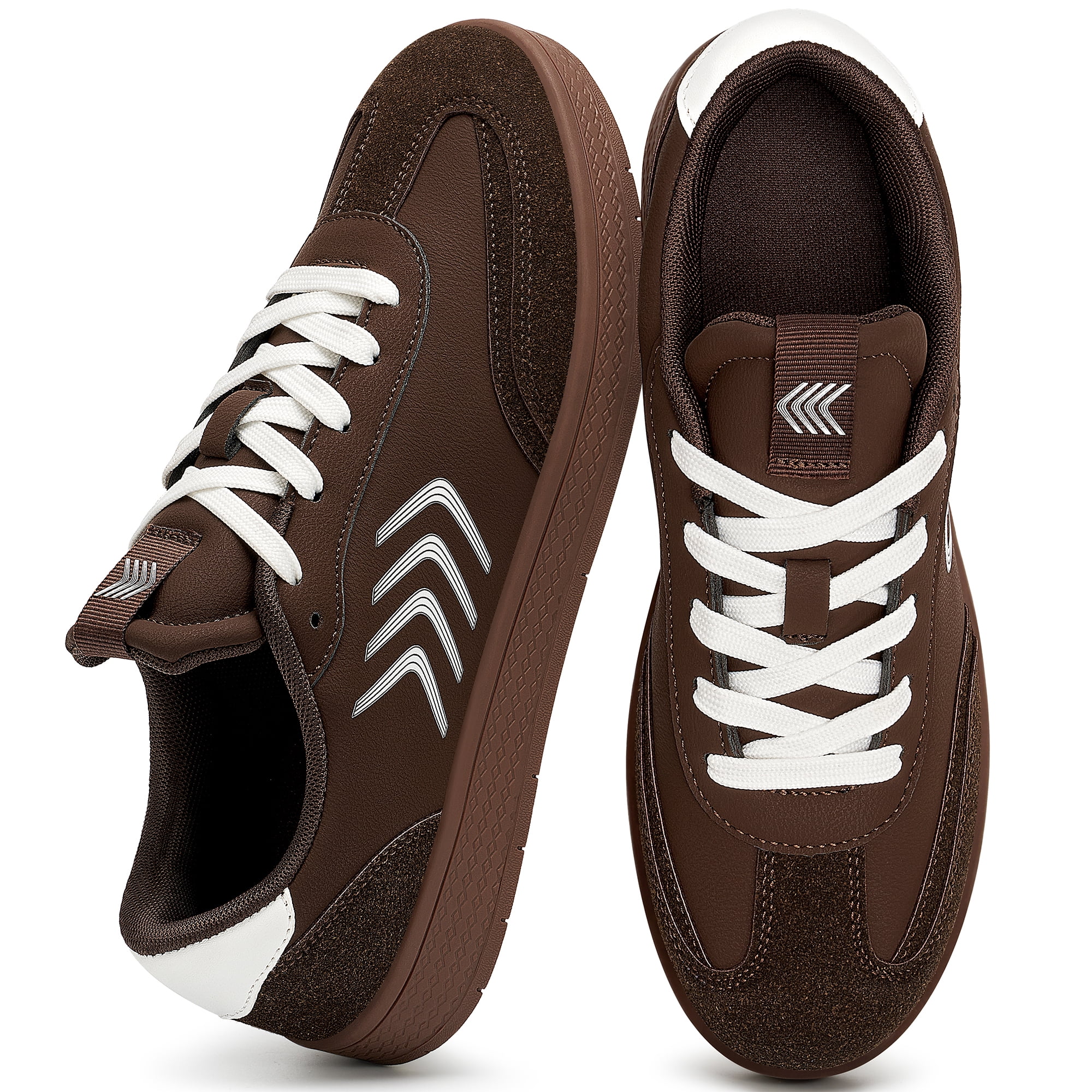 Ecetana Womens Walking Shoes PU Leather Low Top Tennis Shoes Non-Slip Casual Sneakers for Women
