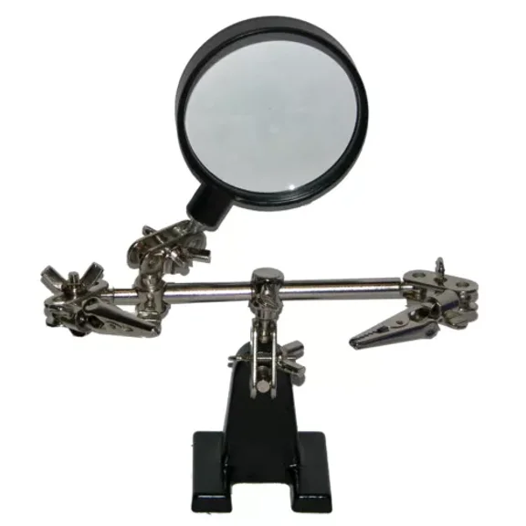 Ecg Helping 3Rd Hand Soldering Iron Hobby Tool With Clamps And Magnifying Glass