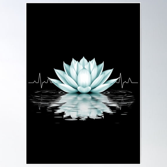 Ecg Tranquil Blue Lotus – Zen Harmony Reflection Poster Wall Art, Modern Wall Decor For Living Room Bedroom, 24x36 UNFRAMED