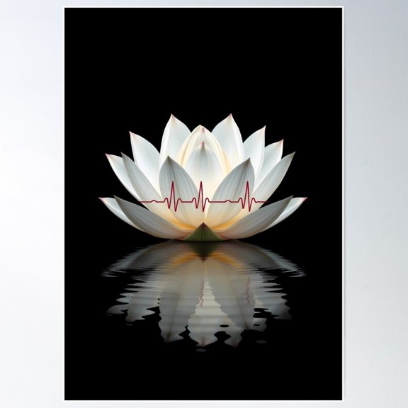Ecg White Lotus Reflection – Serenity & Spiritual Awakening Poster Wall Art, Modern Wall Decor For Living Room Bedroom, 12x18 UNFRAMED