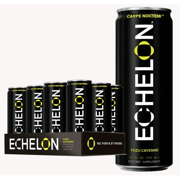 Echelon Energy Drink - 12-Pack Yuzu Cayenne Flavor - Pre-Workout with 300mg Caffeine, L-Theanine, Beta-Alanine - Military Developed