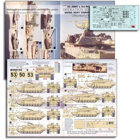 Echelon Fine Decal 1:72 US Army 1-64 Armor HQ & C Co M1A1HA in OIF #T72015