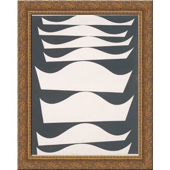 Echelonnement desaxe 24x20 Gold Ornate Wood Framed Canvas Art by Sophie Taeuber-Arp