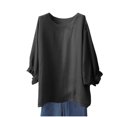 thumbnail image 1 of EchfiProm 3/4 Sleeve T-Shirts for Women Black Pullover Relaxed Fit Y2k Lantern Sleeve Crew Neck Solid Tops, 1 of 3