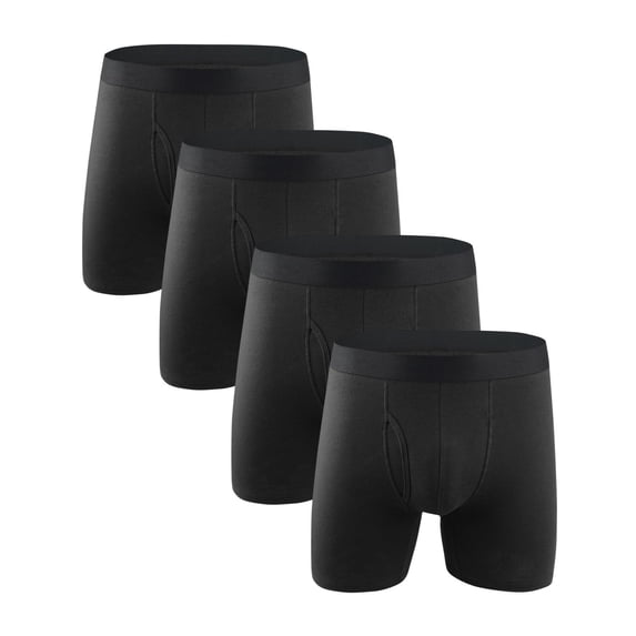 EchfiProm 4PC Underwear Mens Multi-packs Boxer Briefs Breathable Comfortable Black Cotton M Underpants