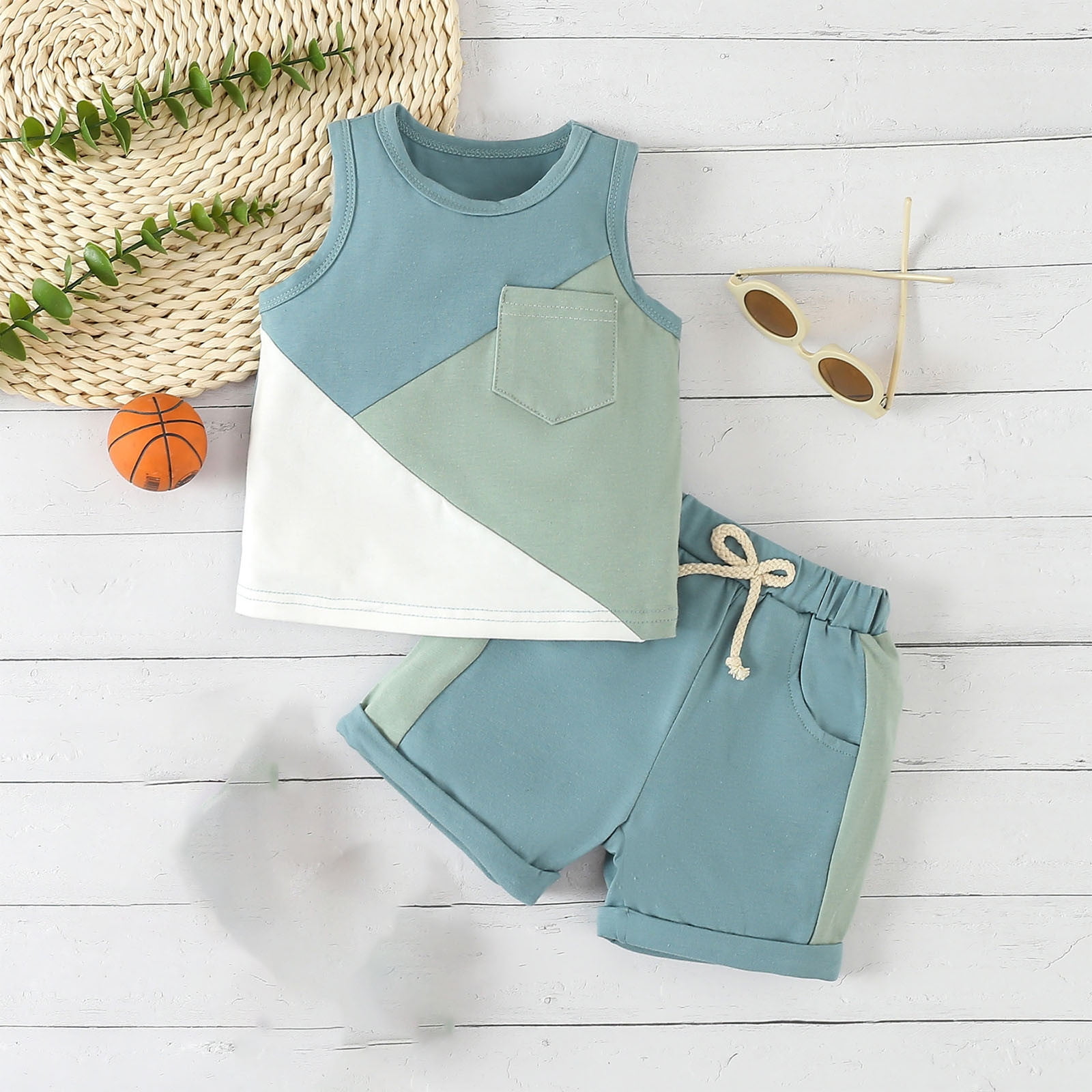 EchfiProm Baby Boy Cute Short Sleeve Tank Top and Shorts 2PC Set Outfit