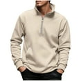 thumbnail image 1 of EchfiProm Beige Pullover for Men Zip Mock Neck Tranning Sweatshirt Graphic 1/4 Zip Mens Tops Long Sleeve M, 1 of 7