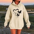 thumbnail image 1 of EchfiProm Beige Sweatshirt for Womens Floral Hoodies Soft Long Sleeve Hooded with Pockets Oversized Ladies Tunic Tops, 1 of 4