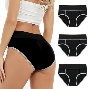 EchfiProm Black Brief Women Panties 3PC Breathable Comfortable Plus Size Polyester Period XXXL