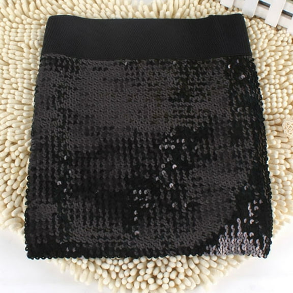 EchfiProm Black Skirts for Women Sequin Club Mini Shiny Party Night Out Stretchy Womens Skirts