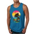 thumbnail image 1 of EchfiProm Blue Summer Tops for Men 2024 Sleeveless Tank Tops Tropical Hawaiian Palm Tree Round Neck Muscle Shirts M, 1 of 4