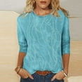 thumbnail image 1 of EchfiProm Blue Womens Graphic Tshirts 3/4 Sleeve Pullover Crew Neck Graphic Dressy Loose Fit Tops, 1 of 9