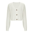 thumbnail image 1 of EchfiProm Cardigan Crop Sweater Women V Neck Cute White Knit Button down Comfort Solid Long Sleeve Sweater, 1 of 5