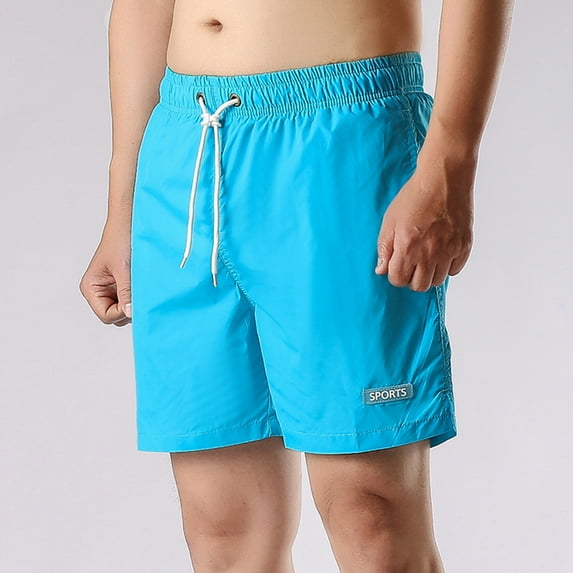 EchfiProm Casual Shorts for Men Stretch Sky Blue Elastic Waist Sports Breathable Solid Color Workout Shorts M