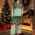 thumbnail image 1 of EchfiProm Christmas Pajamas for Women One Sets Plus Size Loungewear Pants and Long Sleeve Button down Adults Pjs Set, 1 of 5