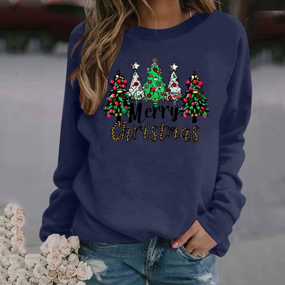 EchfiProm Christmas Sweatshirts for Women Crewneck Pullover Sweatshirt Holiday Cute Long Sleeve Wine Glass Xmas Womens Clothes