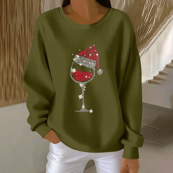 EchfiProm Christmas Sweatshirts for Women Pullover Oversized Sweatshirt Ugly Cat Print Long Sleeve Hoodless Womens Clothes Xmas