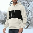 thumbnail image 1 of EchfiProm Colorblock Hoodies for Men Fleece Beige Pullover Sweatshirt Long Sleeve Mens Tops S, 1 of 8