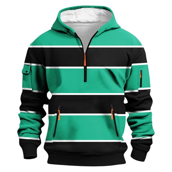 EchfiProm Colorblock Hoodies for Men Tranning Sweatshirt Pullover 1/4 Zip Long Sleeve Green Mens Tops Oversized 4XL