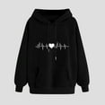 thumbnail image 1 of EchfiProm Crew Neck Womens Sweatshirt Heart Hooded Black Long Sleeve Soft Casual Hoodie Sweatshirt S, 1 of 6