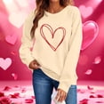 thumbnail image 1 of EchfiProm Crewneck Sweatshirts for Women Graphic Pullover Holiday Beige Valentine Long Sleeve Valentine Day Womens Shirs Heart, 1 of 8