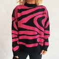 thumbnail image 1 of EchfiProm Cute Sweaters Women Pink Pullover Colorblock Fanshion Long Sleeve Garter Stitch Knit Crew Neck Sweater Top, 1 of 6