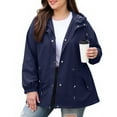 thumbnail image 1 of EchfiProm Dark Blue Women Softshell Jacket with Hood Zip-up Streetwear Mid-Weight Waterproof Hooded Coat, 1 of 7