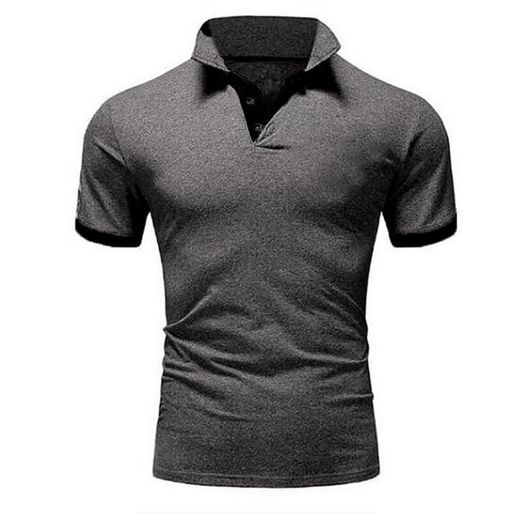 EchfiProm Dark Gray Golf Shirts for Men Short Sleeve Solid V-neck Half Zip Polo Shirts 3XL