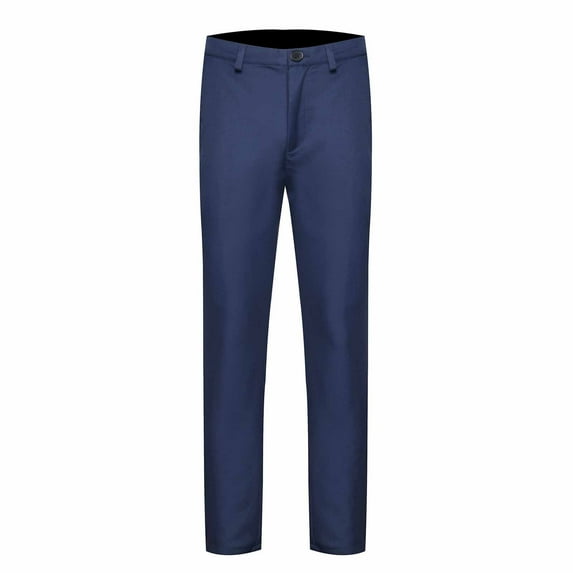EchfiProm Dress Pants for Men,Flat Front Pants Casual Solid Blue formal Business Slim Straight Trousers