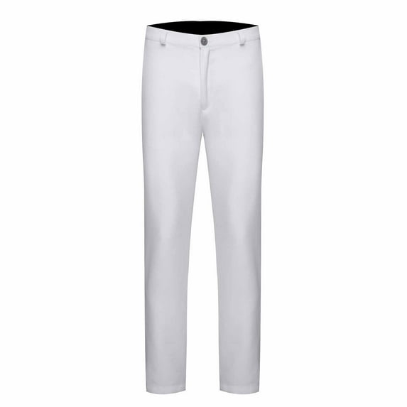 EchfiProm Dress Pants for Men,Flat Front Pants Solid White Casual formal Business Slim Straight Trousers