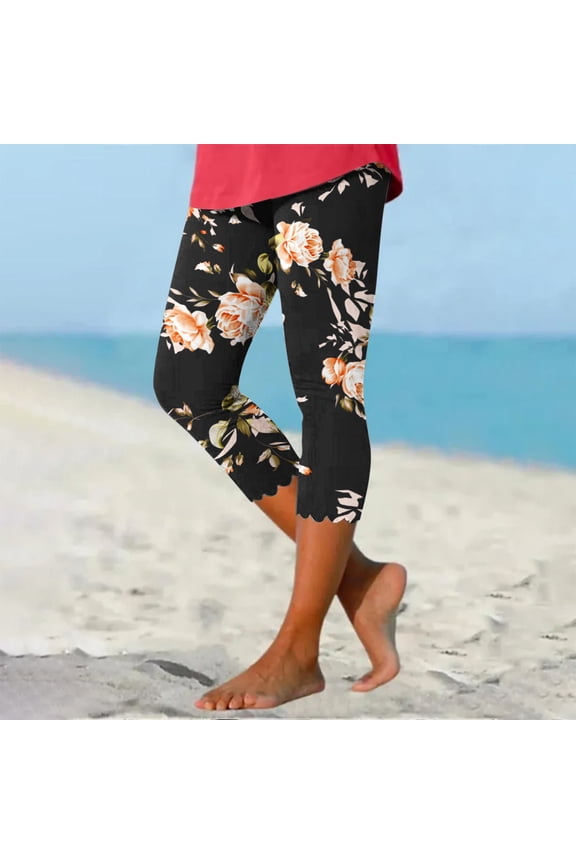 Dressy Capri Pants for Women Black Yoga Gym Athleisure Slim-Leg Workout Bottoms M