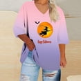 thumbnail image 1 of EchfiProm Fall Shirts for Women 3/4 Sleeve Pink Plus Size Pullover Y2k V-Neck Loose Fit Graphic Shirts, 1 of 4