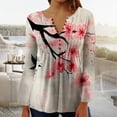 thumbnail image 1 of EchfiProm Fall Tops for Women Long Sleeve Slit Neck Shirts Loose Blouse Floral Graphic Ladies, 1 of 5