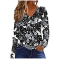 thumbnail image 1 of EchfiProm Fall Tops for Women V-Neck Relaxed Fit Long Sleeve Womens T-Shirt Gray, 1 of 4