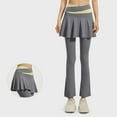 thumbnail image 1 of EchfiProm Flare Leggings for Women Gray Yoga High Rise Elastic Waist Athletic Faux Two-Piece Skirt Pants, 1 of 4