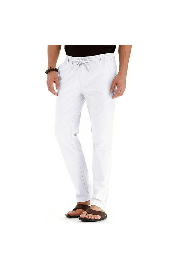 Flat-Front Pants For Men Fashion White Dress Pants Business Casual Long Golf Pants Men L