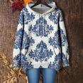 thumbnail image 1 of EchfiProm Floral Sweatshirt for Womens Oversized Pullover Hoodies with Pockets Blue Fall Hooded Ladies Tops, 1 of 4