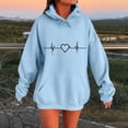 thumbnail image 1 of EchfiProm Floral Sweatshirt for Womens with Pockets Comfy Hoodies Blue Pullover Oversized Hooded Ladies Tunic Tops, 1 of 4