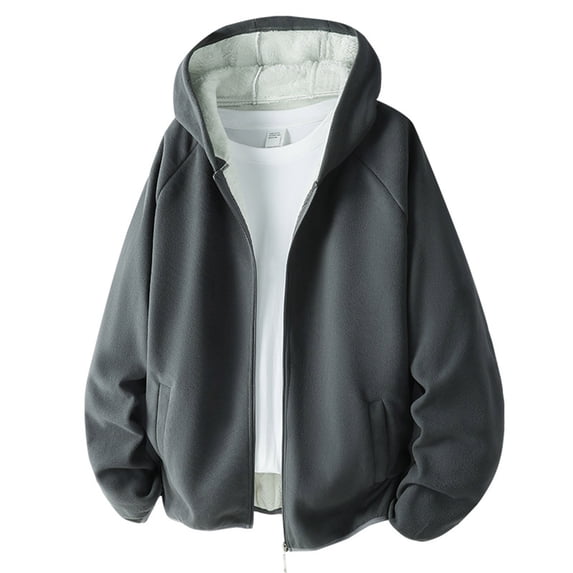 EchfiProm Full Zip Hoodies for Men Tranning Gray Jackets Fleece Long Sleeve Athletic Mens Tops M
