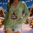 thumbnail image 1 of EchfiProm Funny Tops for Women Long Sleeve Loose Plus Size Christmas V Neck Green Reindeer Females Tee Shirts, 1 of 6